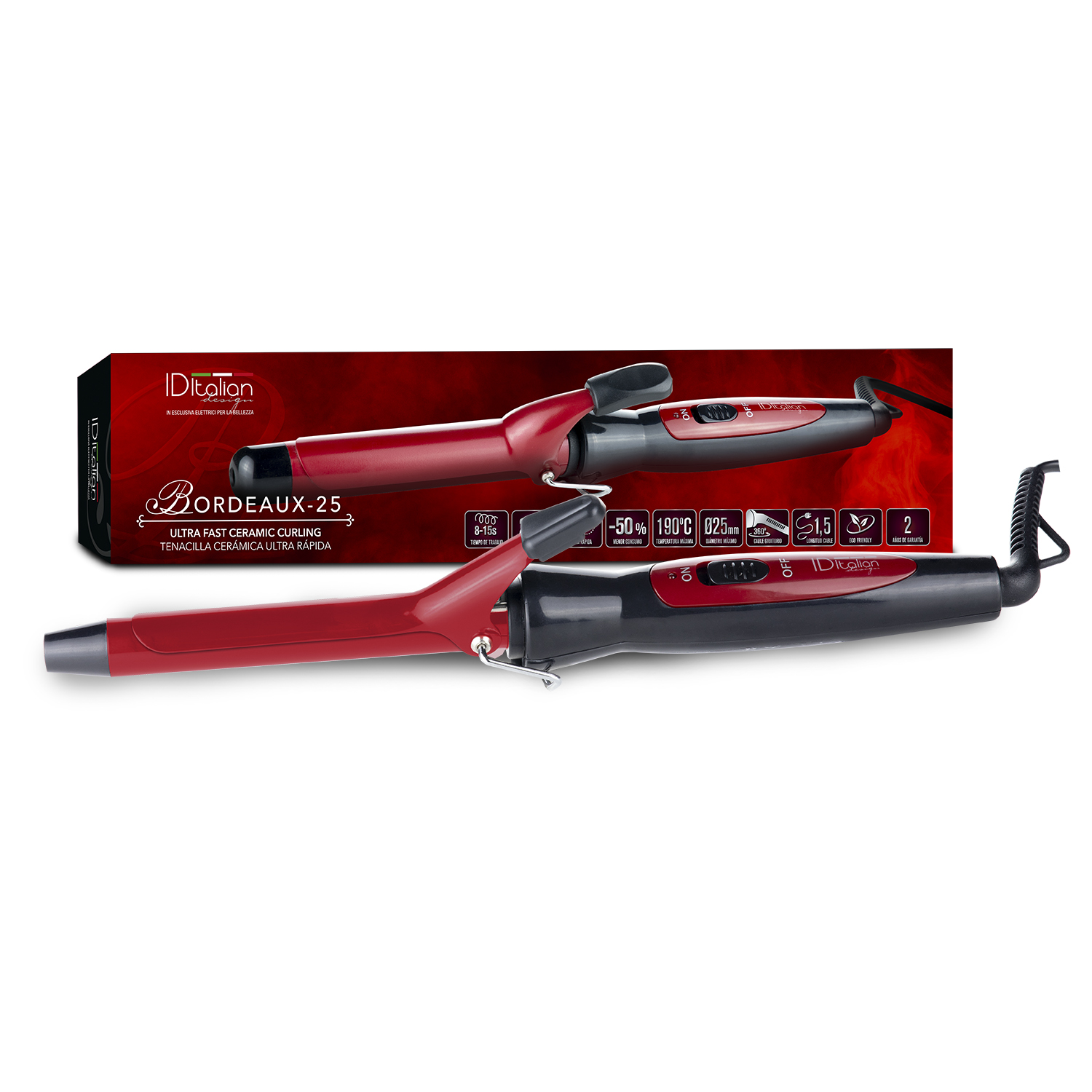 Italian Design Bordeaux 19 mm curling iron