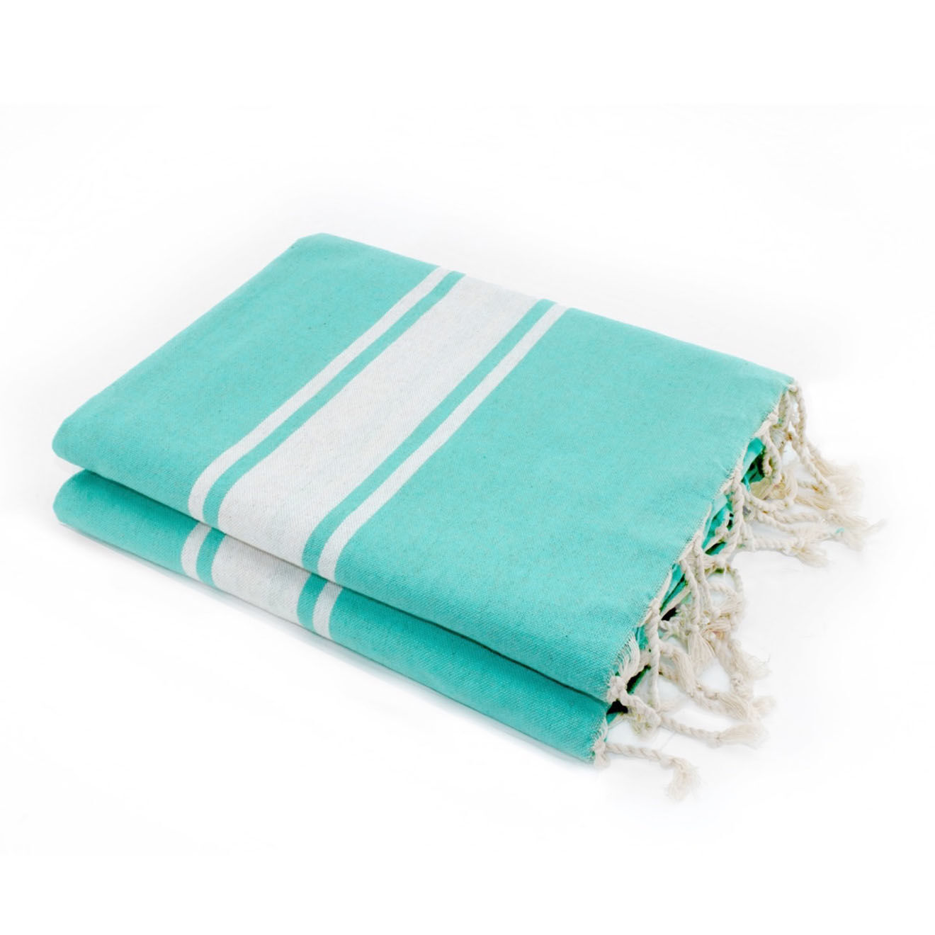 Febronie Fouta Famiglia XXL St Tropez Rayure Classique vert turquoise - 200x200 cm