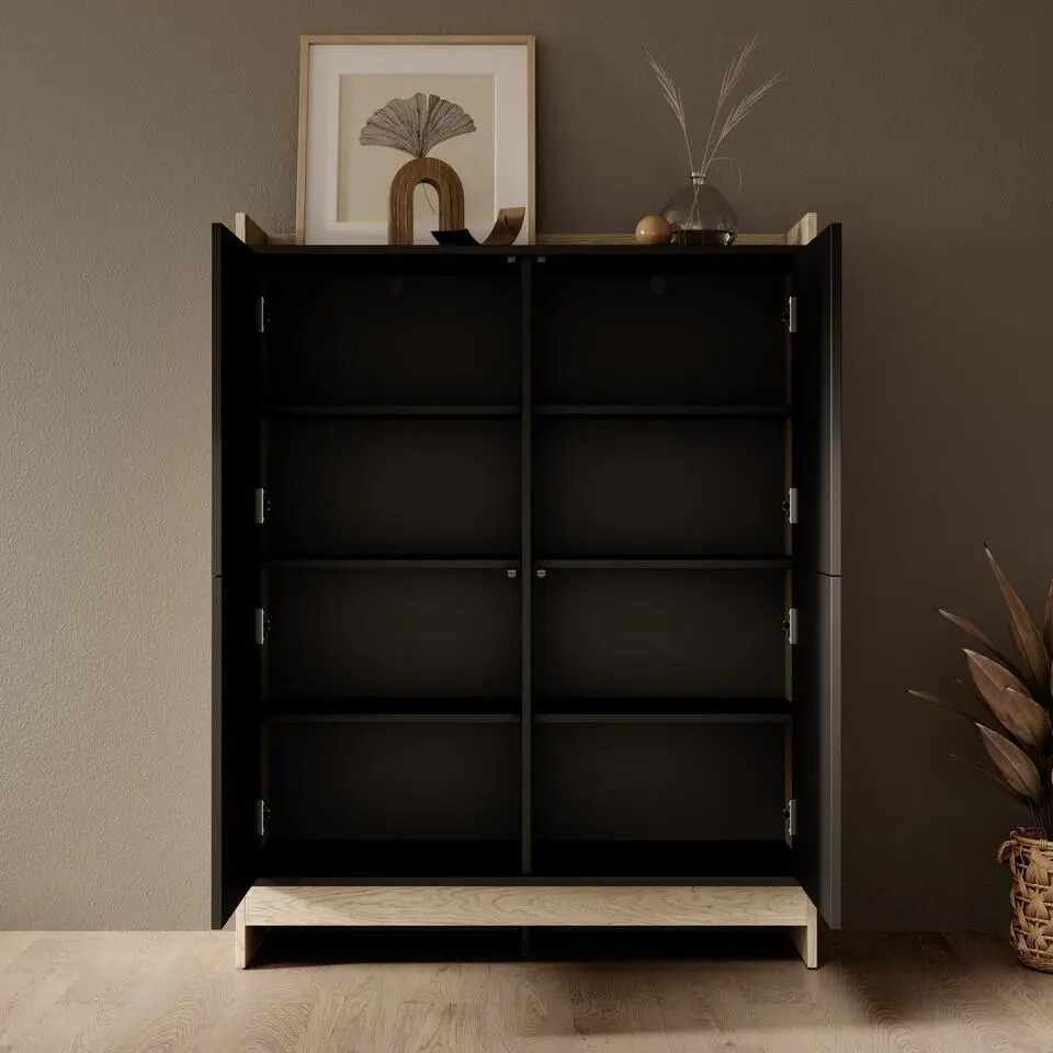Meubella - Dressoir Benz - Zwart - 100 cm