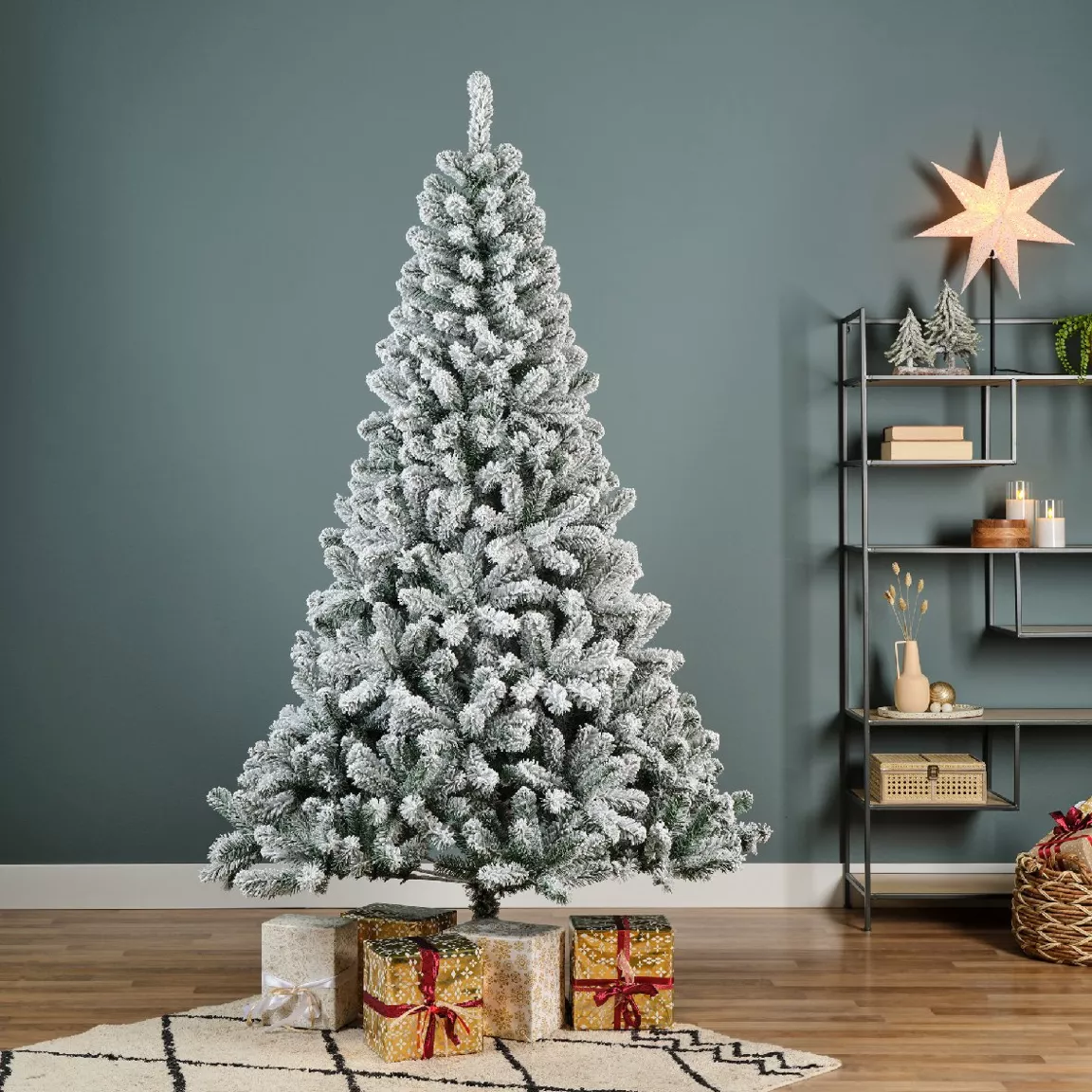 Sapin artificiel de Noël King H240 cm Vert enneigé