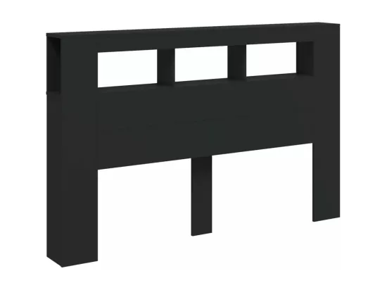 Tête de lit à LED noir 160x18,5x103,5 cm bois d'ingénierie