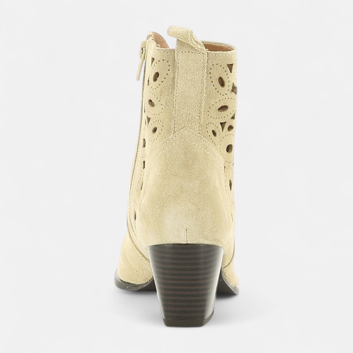Santiags à talon Femme en cuir beige