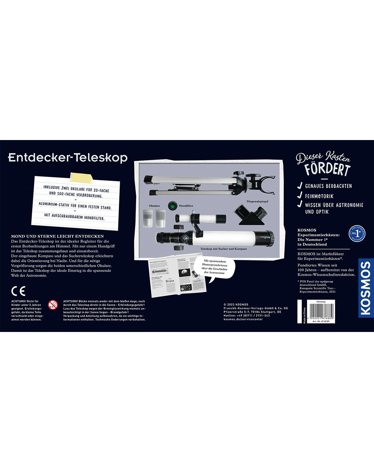 Forscher-Zubehör ENTDECKER-TELESKOP in schwarz/weiß