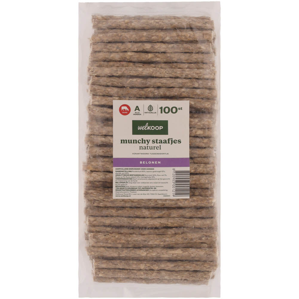 Welkoop - Munchy Staafjes - Naturel - 100 Stuks - rund