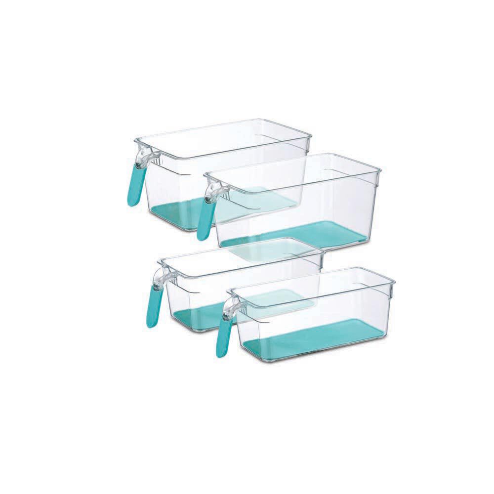 Bac de rangement pour frigo avec poignée x4