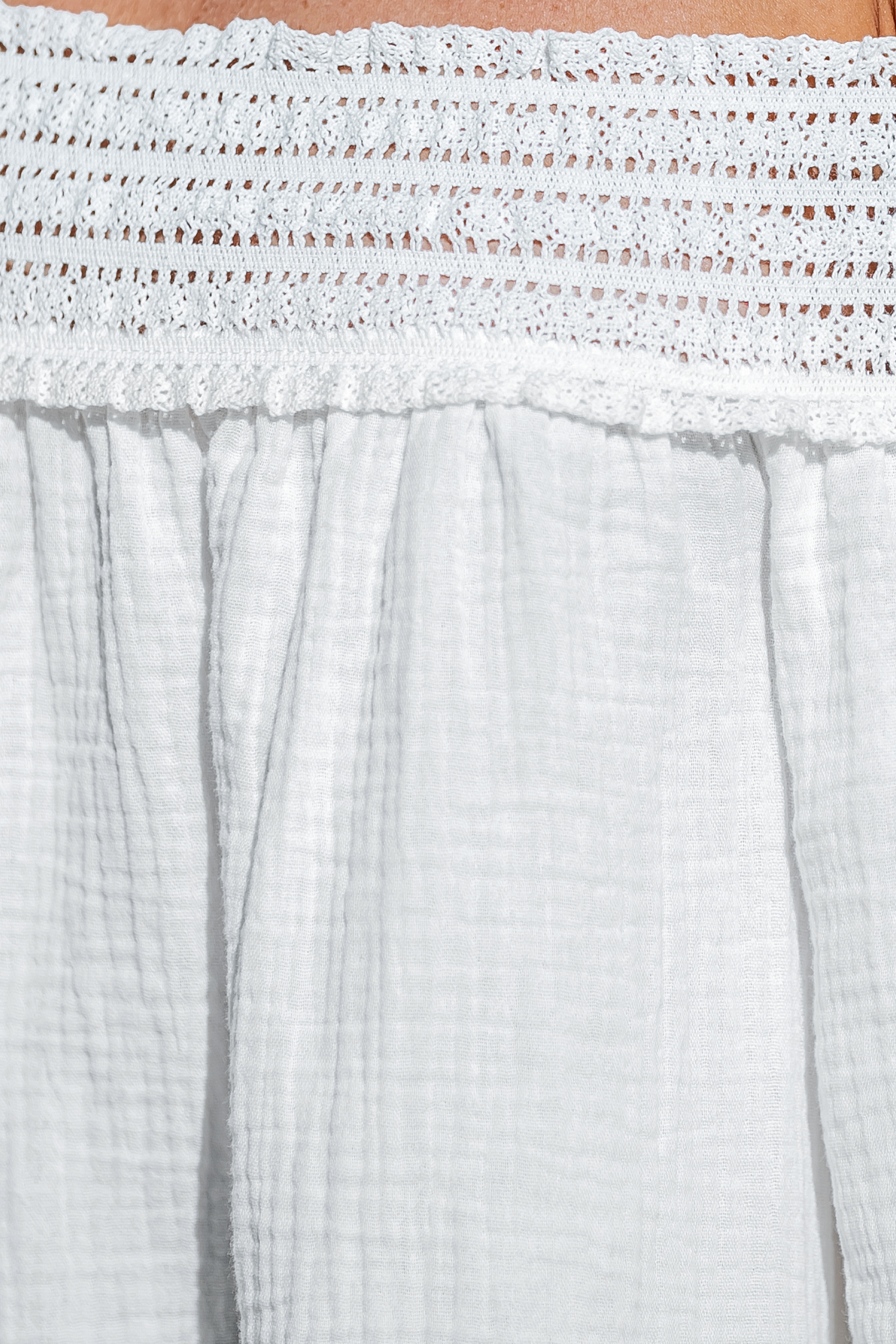 Robe cover up en pur coton à épaules dénudées blanche