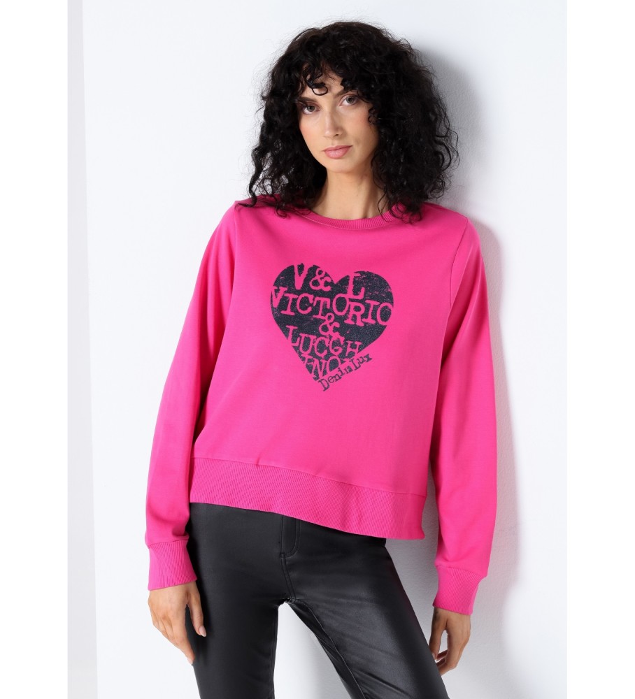 Moletom Victorio & Lucchino, V&L com estampa de coração rosa