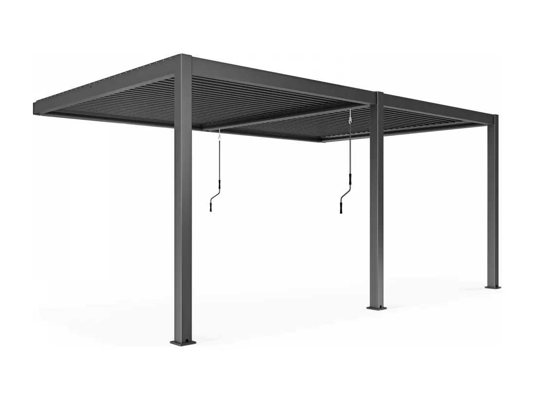 Pergola bioclimatique adossée 3x6m et 4 Stores 2,66 x 2,34m