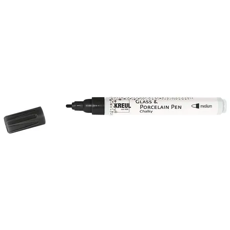 KREUL Glass & Porcelain Pen Chalky, Strichstärke 2 - 4 mm, Black Carbon