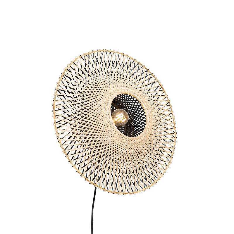 Oosterse wandlamp bamboe 50 cm met stekker - Rina