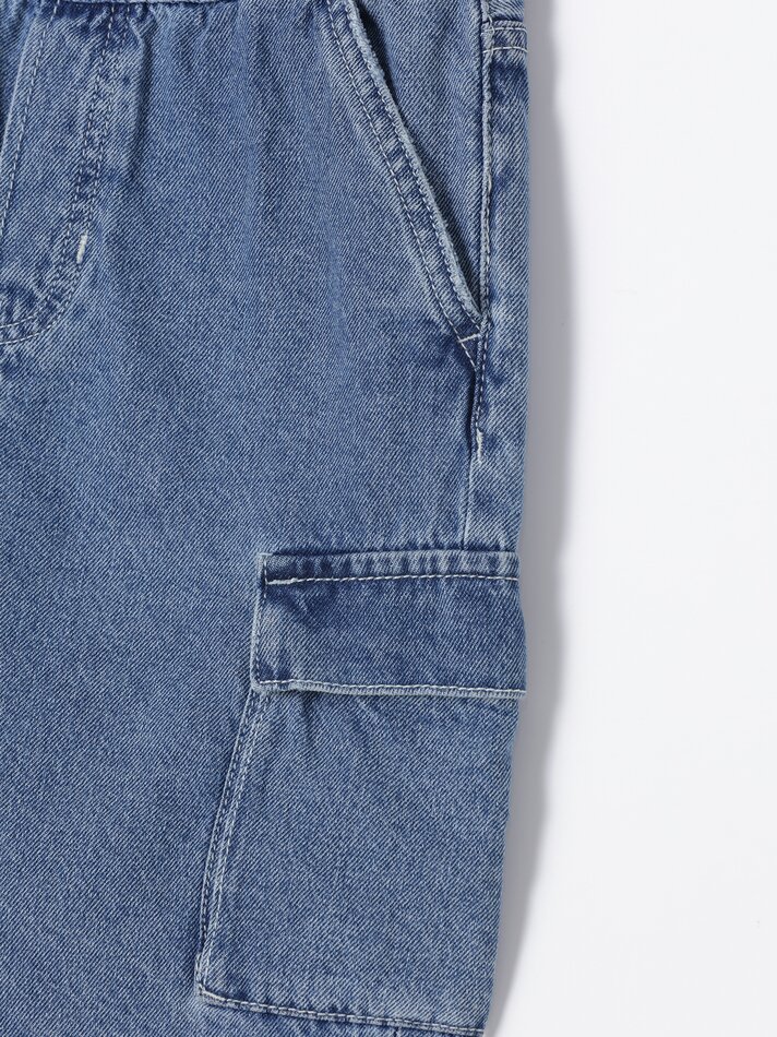 Bermuda cargo jeans - Azul Marinho