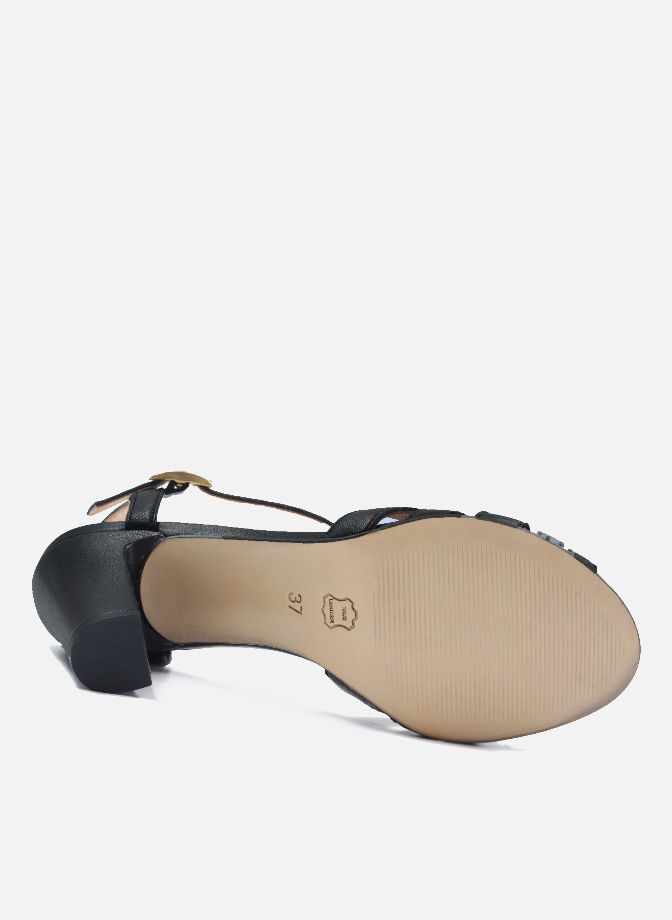 Sandales talon brides cuir lisse | Noir