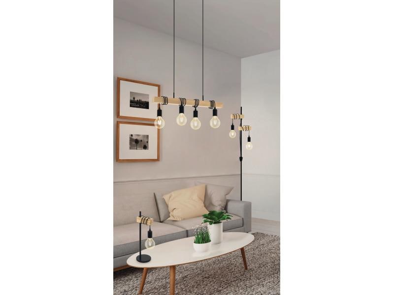 EGLO Leuchten Pendelleuchte TOWNSHEND 4x E27 Schwarz Pendelleuchte, Braun/Schwarz