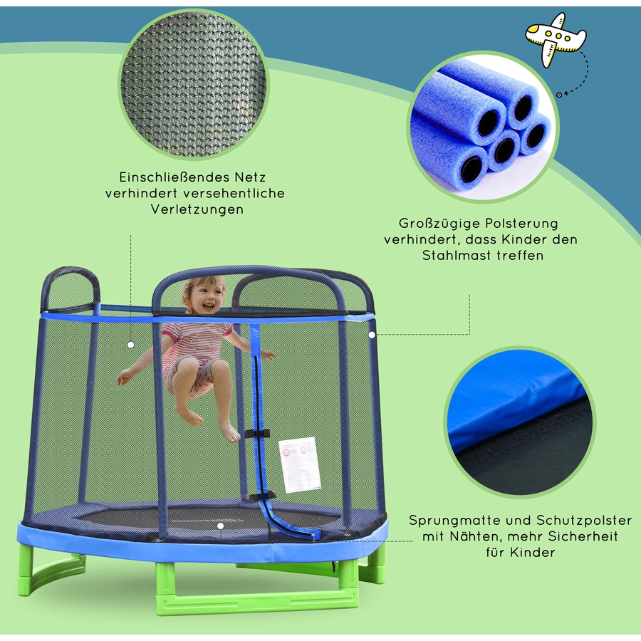 HOMCOM Kinder Trampolin mit PE Netz bunt
