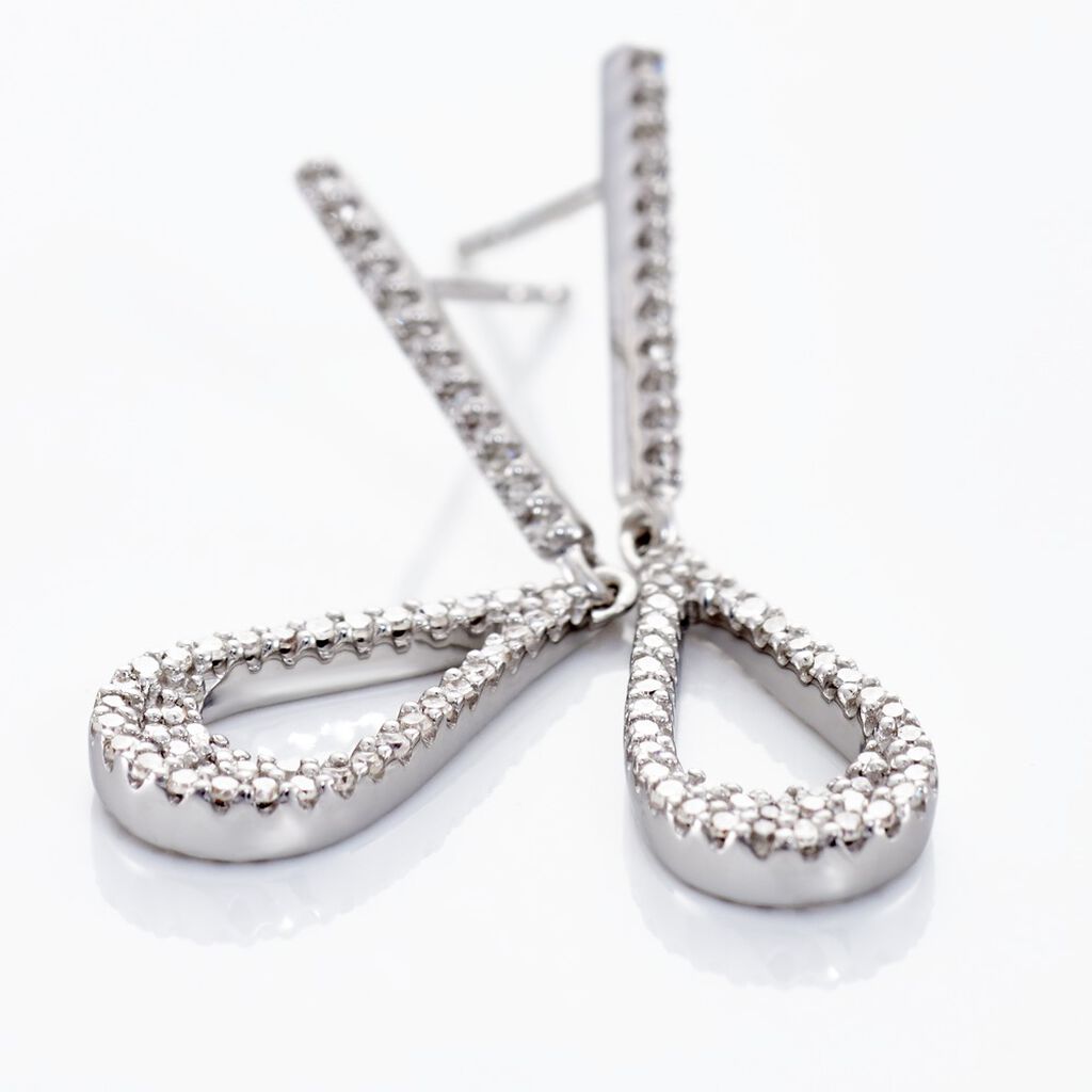 Boucles D'oreilles Pendantes Or Blanc Abilene Diamants