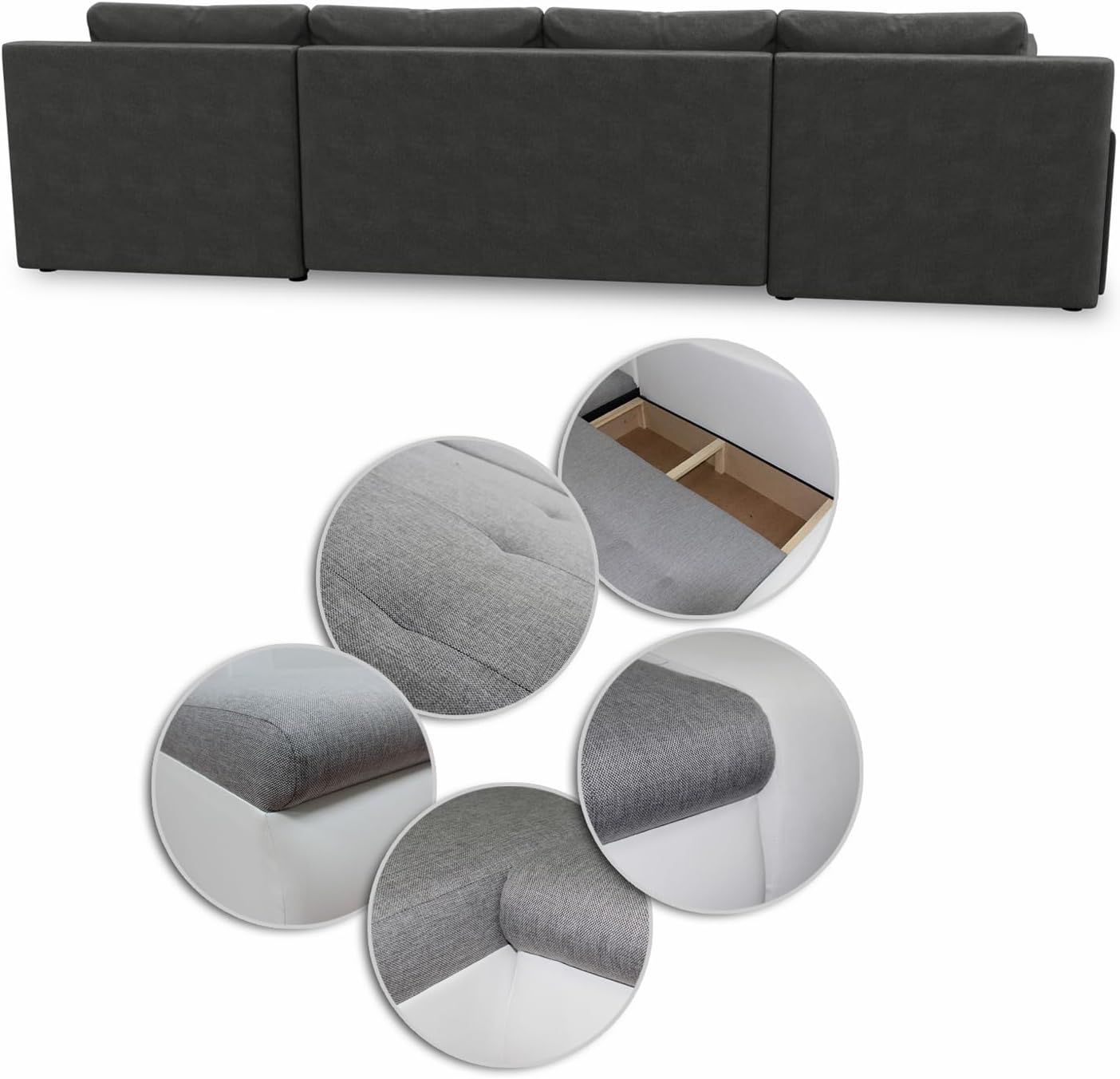 Sofnet Wohnlandschaft mit Schlaffunktion Faris U-Form - Couch, Schlafsofa mit Bettkasten, Couchgranitur mit Bettfunktion, Big Sofa, Bettsofa (Beige (Paros 02))