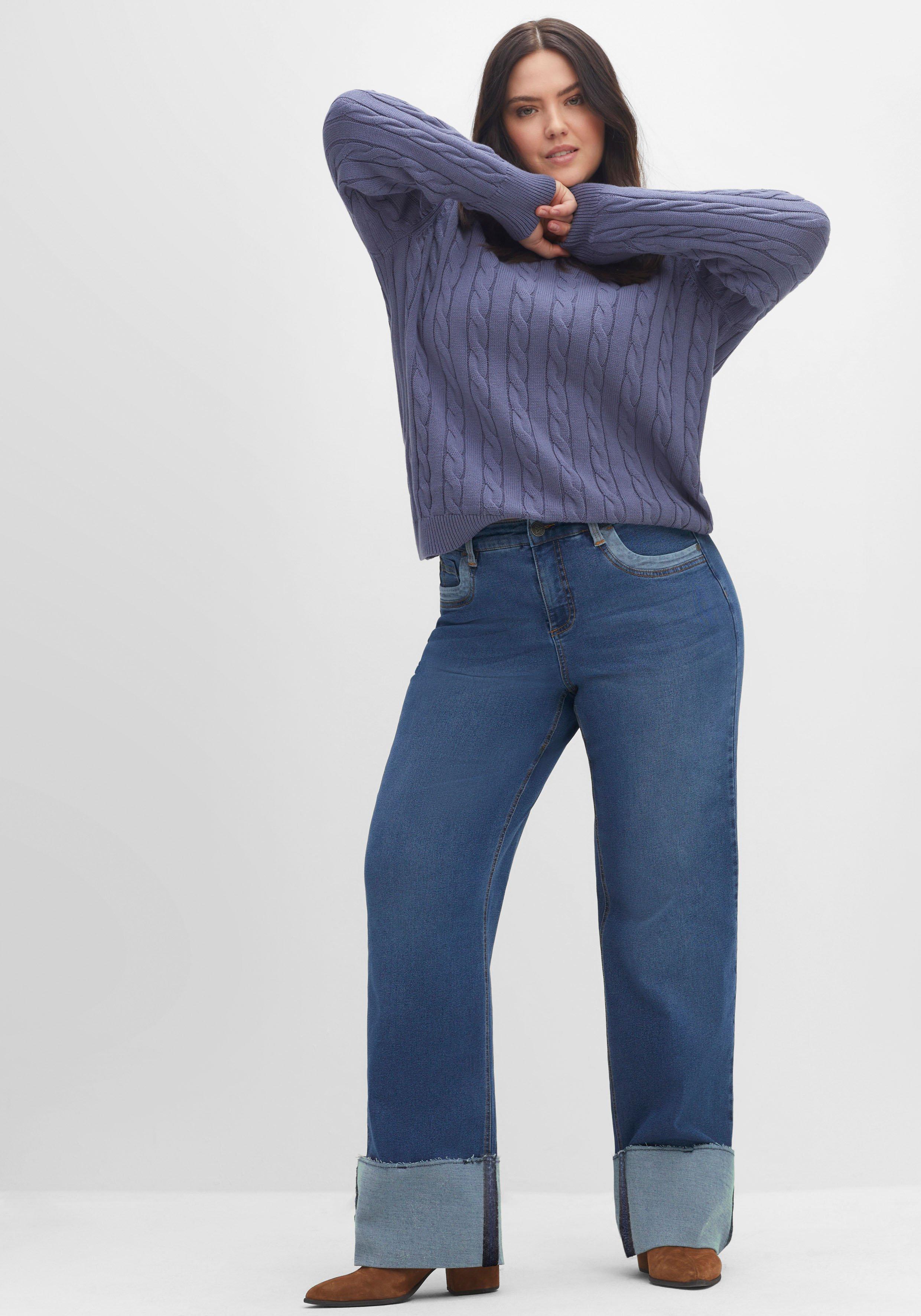 Jeans in Curvy-Schnitt ELLA mit breitem Umschlag