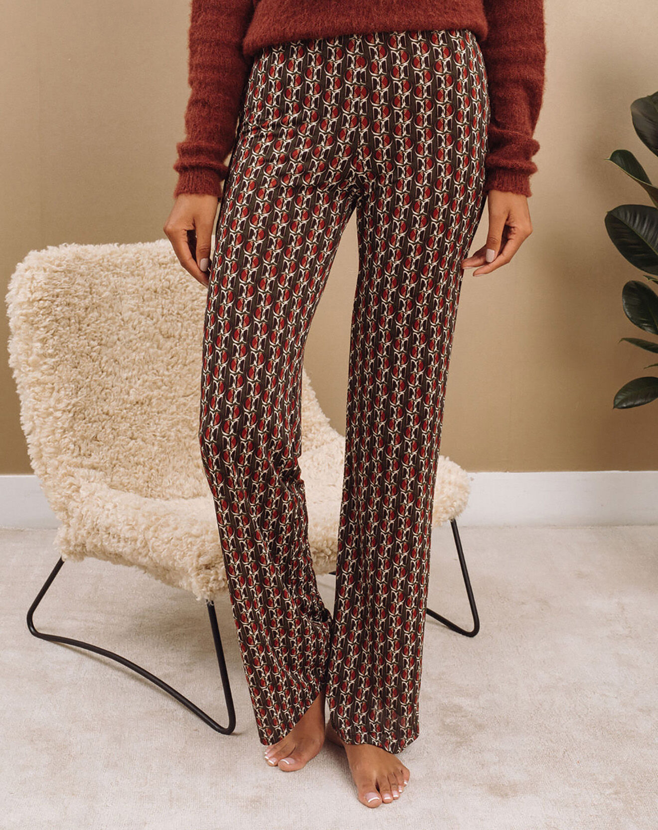 Lauren Vidal Pantalon Store imprimé forêt