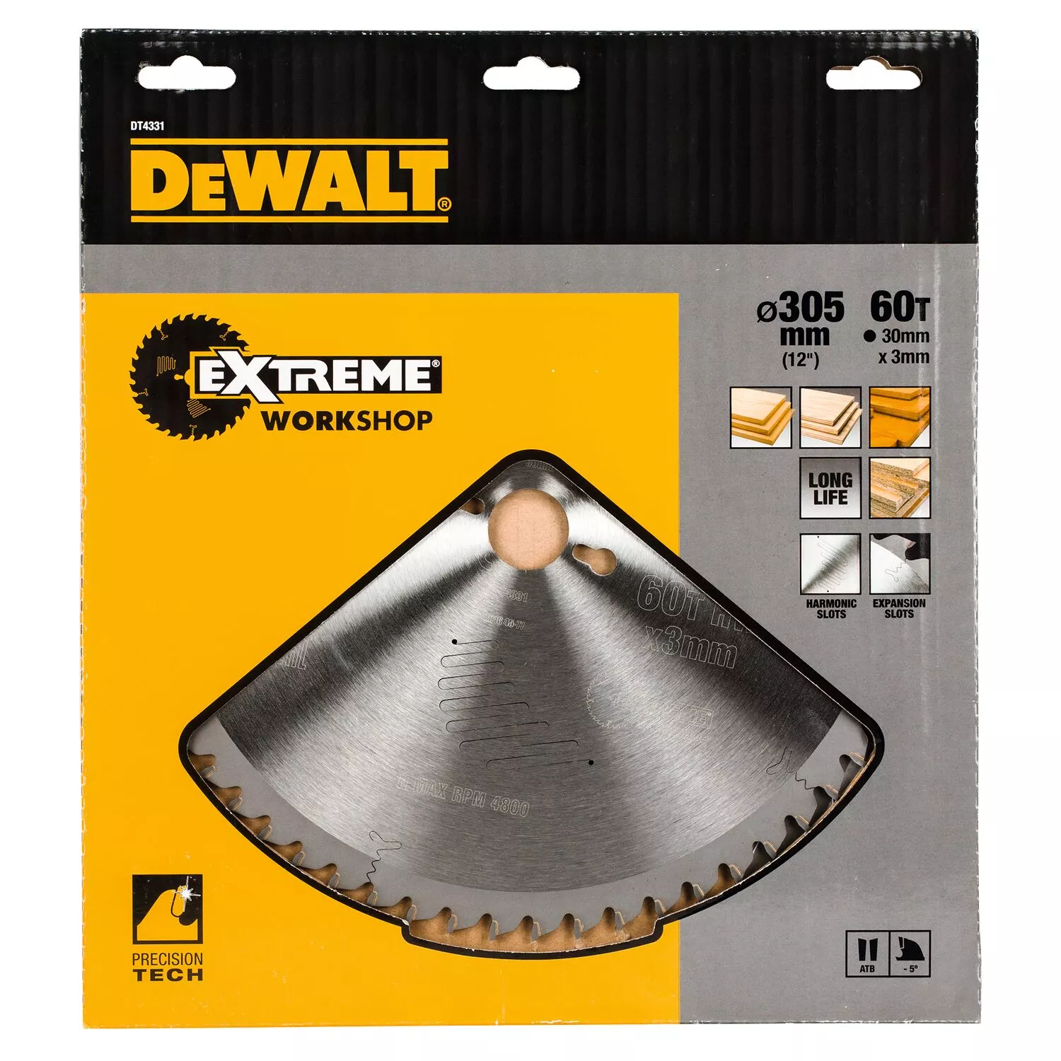 DeWALT DT4331 Extreme Cirkelzaagblad - 305 x 30 x 60T - Multiplex / Hout / MDF