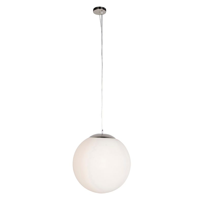 Smart scandinavische hanglamp zilver met opaal glas 50cm incl. Wifi A60 - Ball 50
