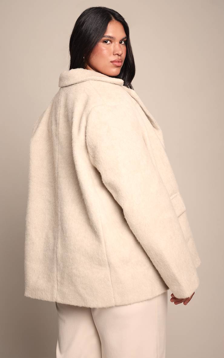 Avoine Blazer Oversize Grande Taille Aspect Laine Brossée