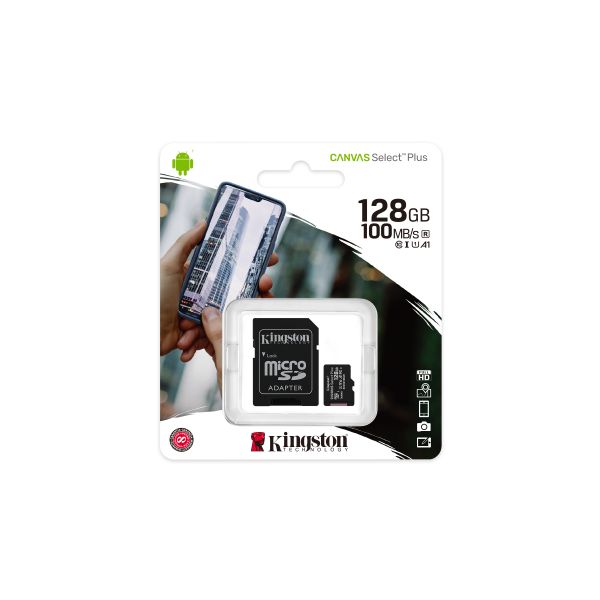 Kingston 128GB MicroSDXC Canvas Select Plus Class10 UHS-I   Adapter - SDCS2/128GB