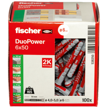 Fischer Universeelplug DuoPower 6x50mm 100 stuks
