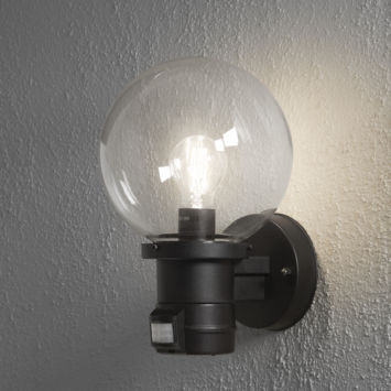 Konstsmide wandlamp Nemi met bewegingsmelder zwart E27