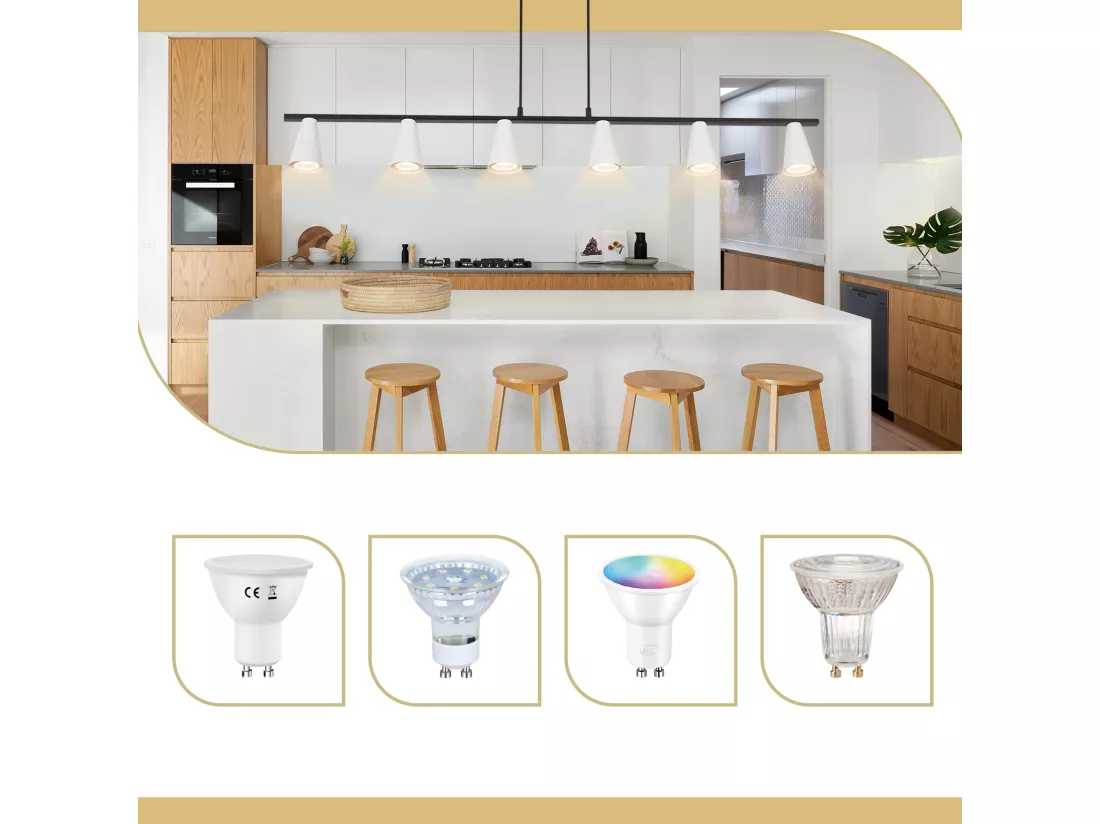 NETTLIFE Suspension table à manger lampe suspendue 6 ampoules - lampe de table à manger suspendue blanc moderne noir GU10 métal