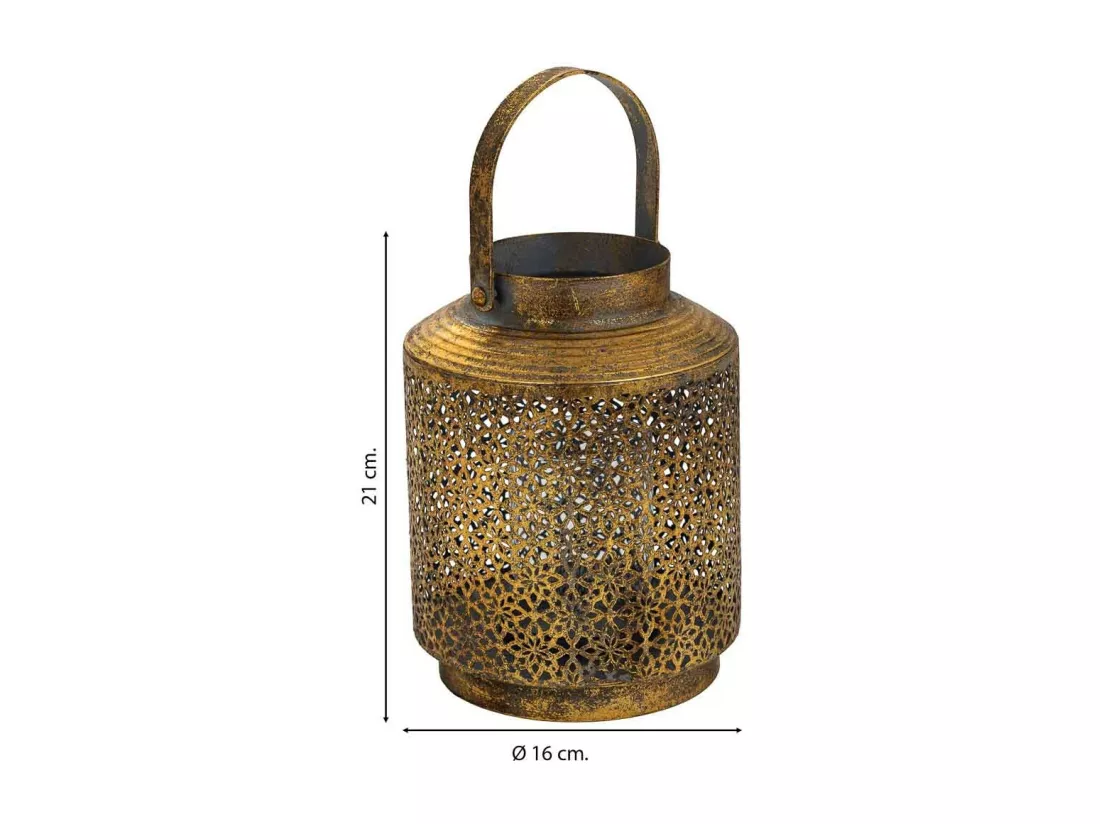 Bougeoir en métal doré 16x16x21h
