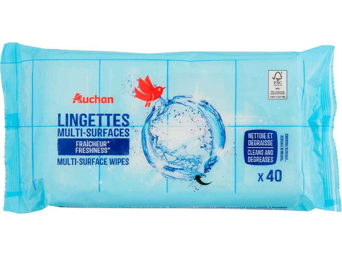 TOALHITAS AUCHAN MULTISSUPERFÍCIE FRESCURA 40UN