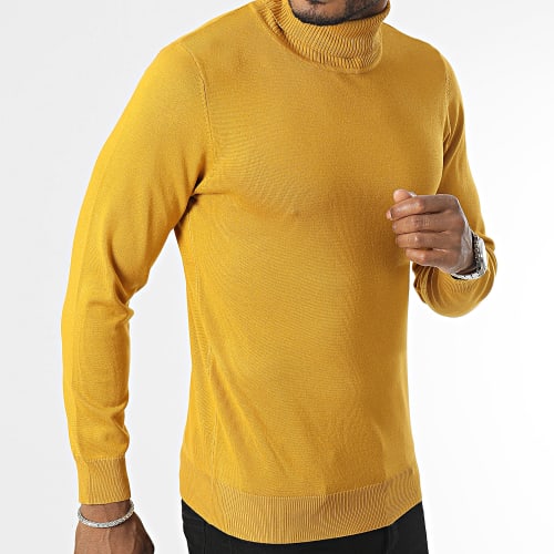 Pull Col Roulé Jaune Moutarde