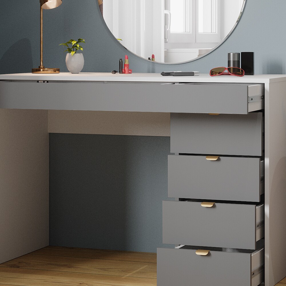 Vicco Schminktisch Elise Weiß Grau 115 x 76 cm modern Frisiertisch Schubladen