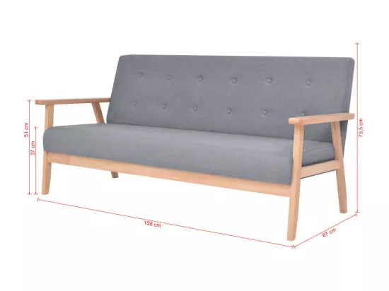 Ensemble de canapés 2 pcs Tissu Gris clair
