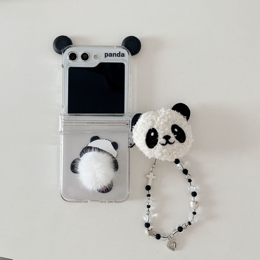 Edgin - Panda Pom Pom telefoonhoesje / pluchen band / set - Samsung Flip