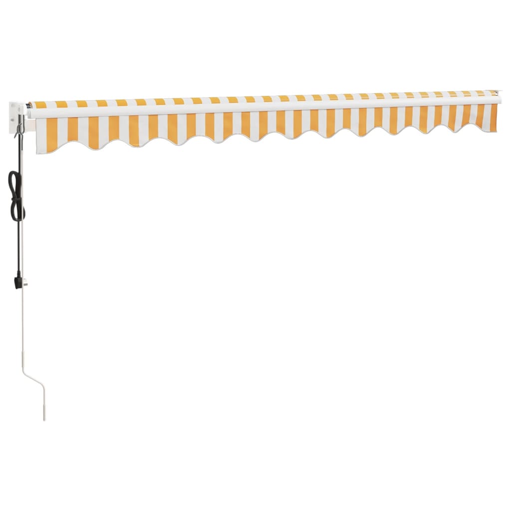 Auvent rétractable automatique jaune et blanc 3,5x2,5 m