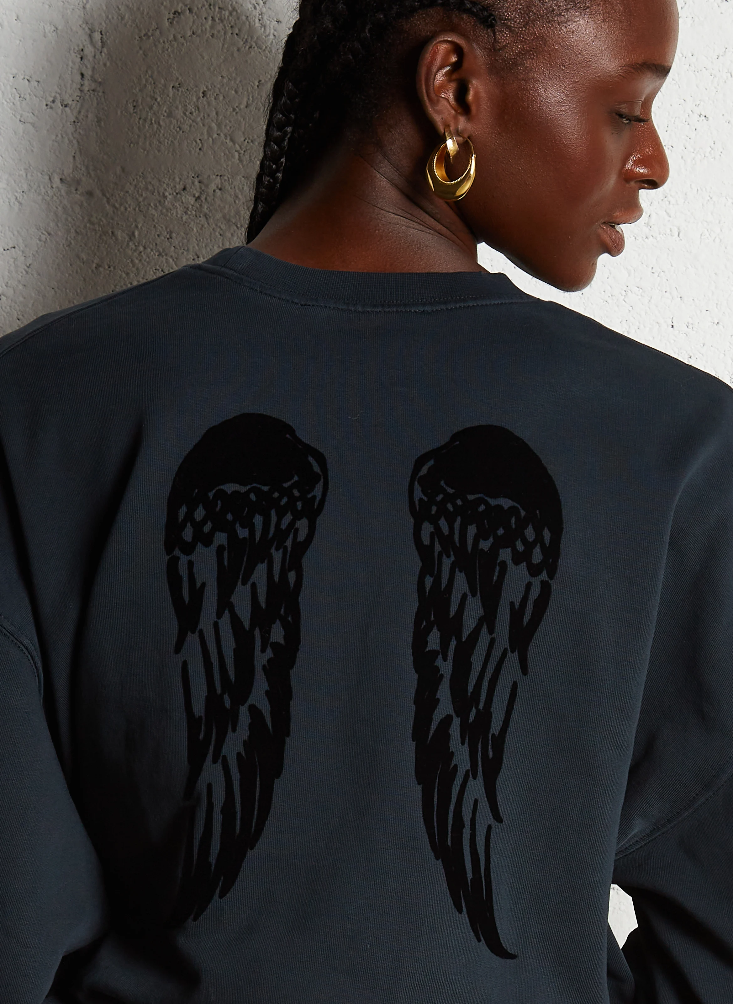 DIANA - Sweat col rond droit en coton | Gris