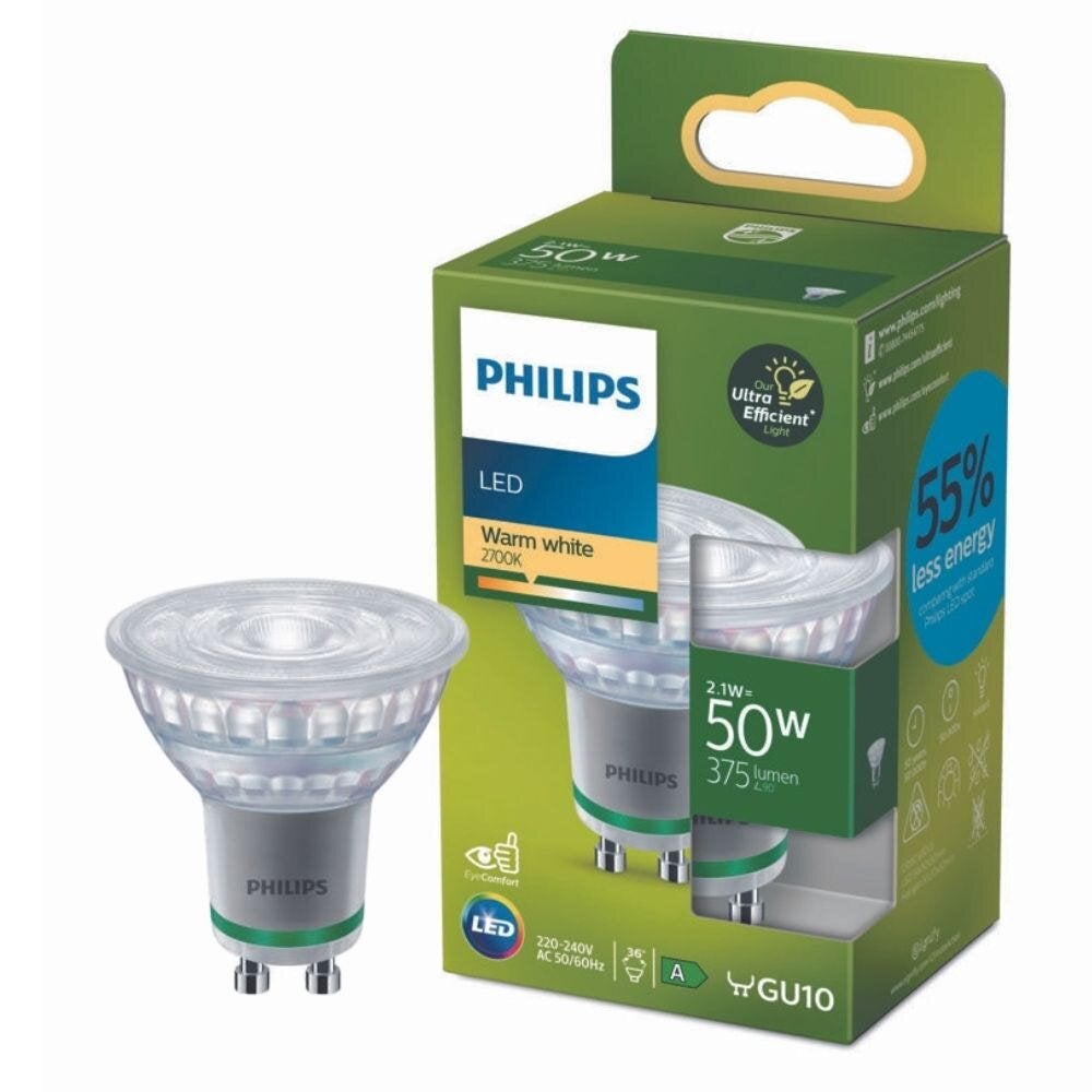 LED reflectorlamp PAR16 GU10/2,1W (50W) helder 375 lm 2700K warm wit 36°