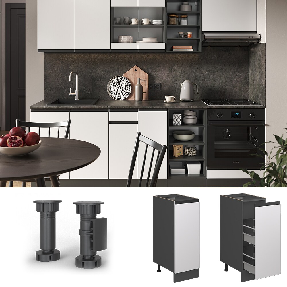 Vicco Apothekerunterschrank Küchenschrank Küchenmöbel R-Line J-Shape Anthrazit Weiß 30 cm modern
