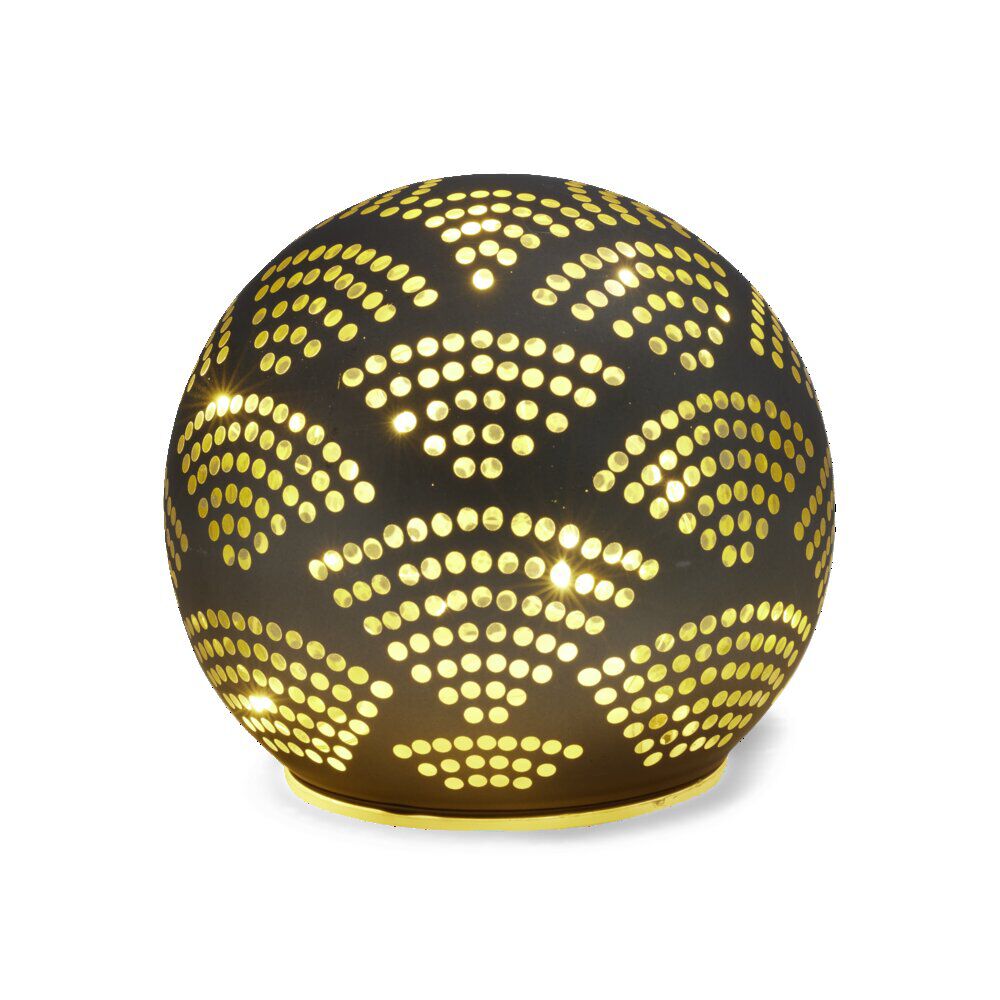 Boule déco LED verre et métal grise Ø12cm
