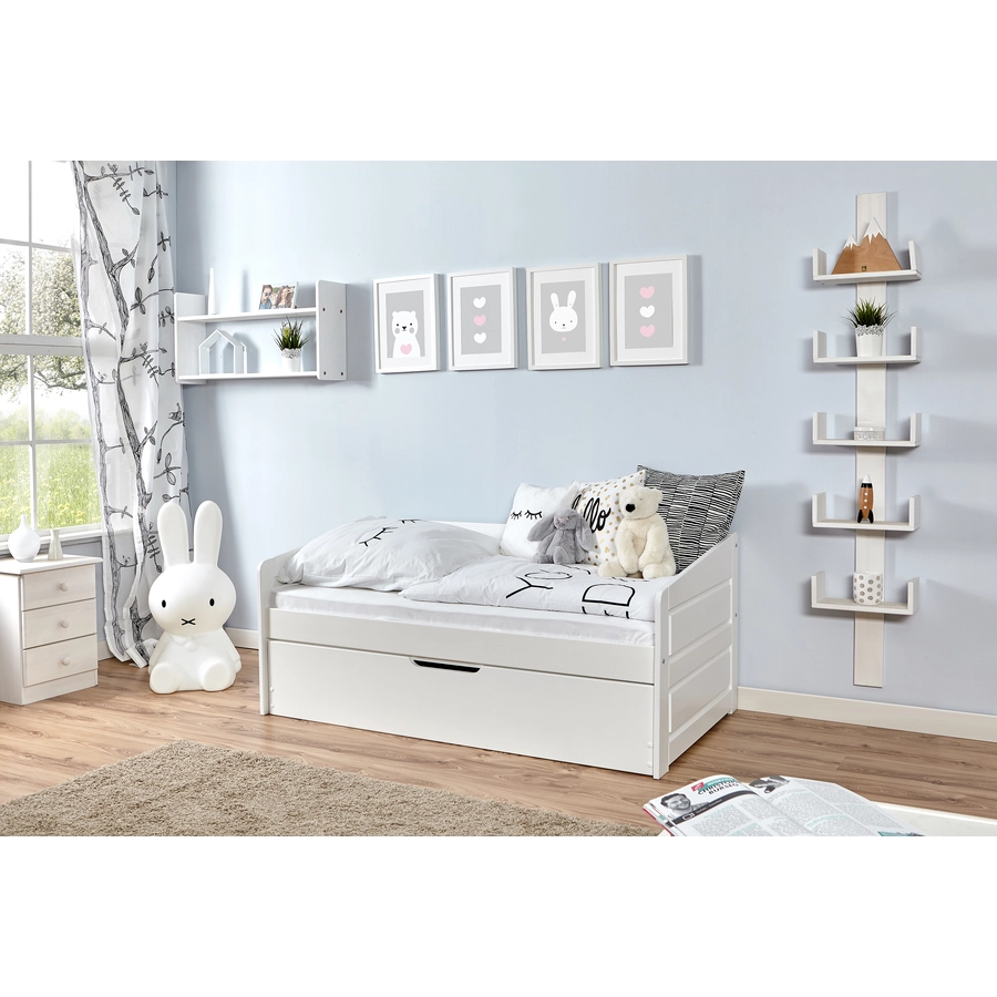 TiCAA Sofabett Mini Micki Buche weiß mit Zusatzbett inkl. 2 Matratzen