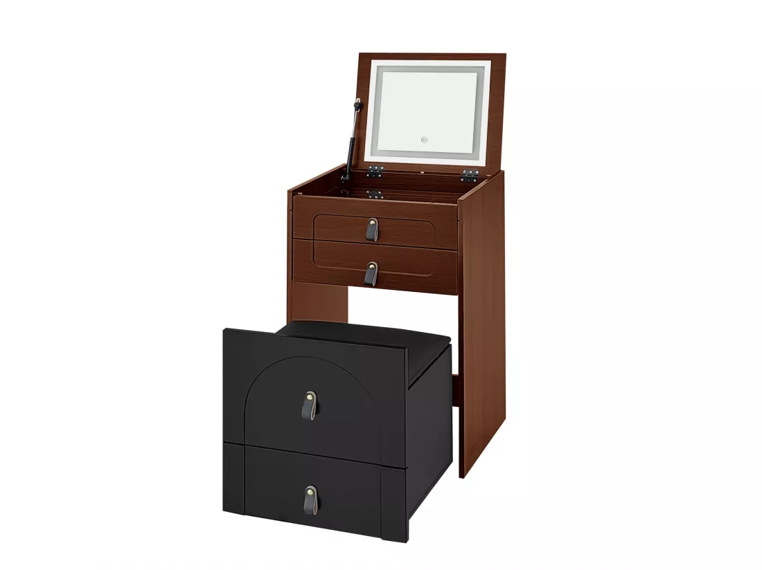 Coiffeuse multifonctionnelle noire et marron,d50cm×h80cm