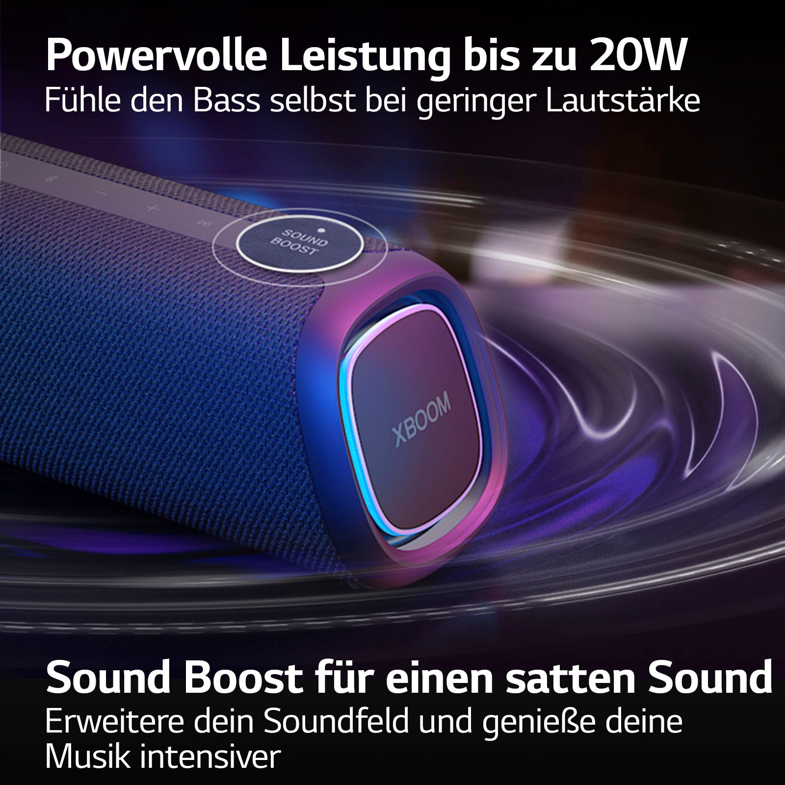 LG Lautsprecher »XBOOM Go DXG5« 1.0 (Bluetooth App-Steuerung | Bassregelung | Beleuchtungseffekte | Equalizer | Multipoint Anbindung | Sprachsteuerung | Wireless Party Connect 20 W)