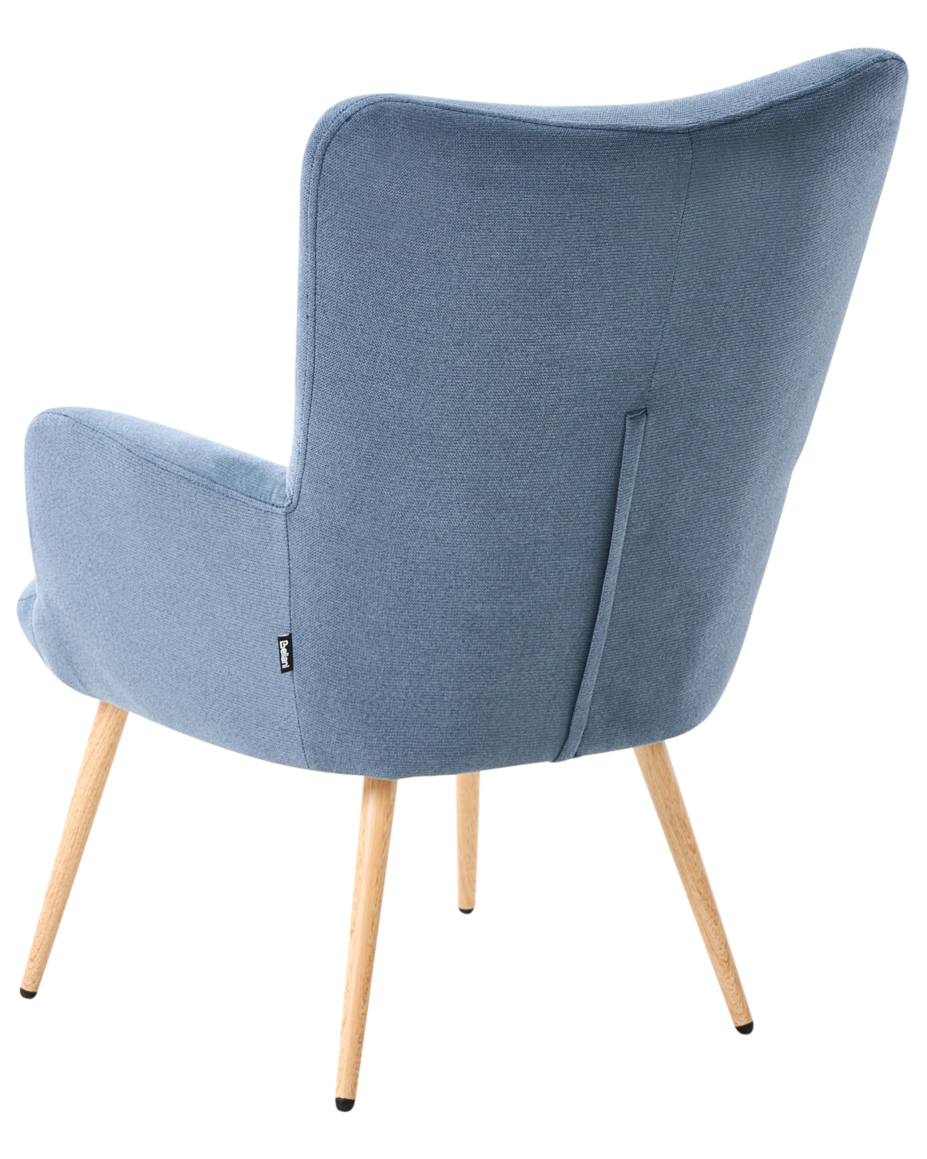 Oorfauteuil VEJLE met voetenbank Stof Donkerblauw