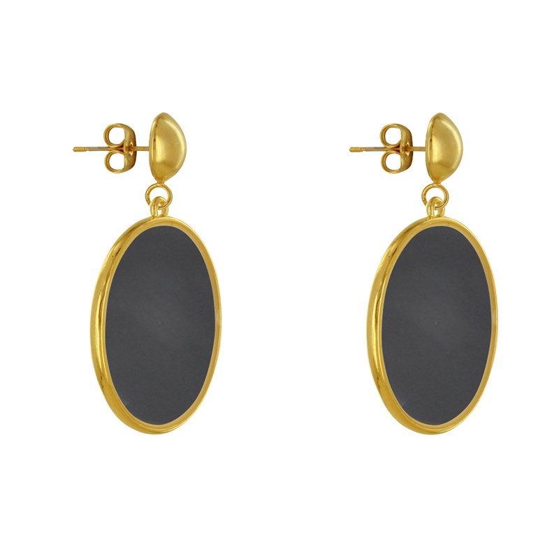 Boucles d'Oreilles Clous Métal Doré Cercle Coloré Translucide