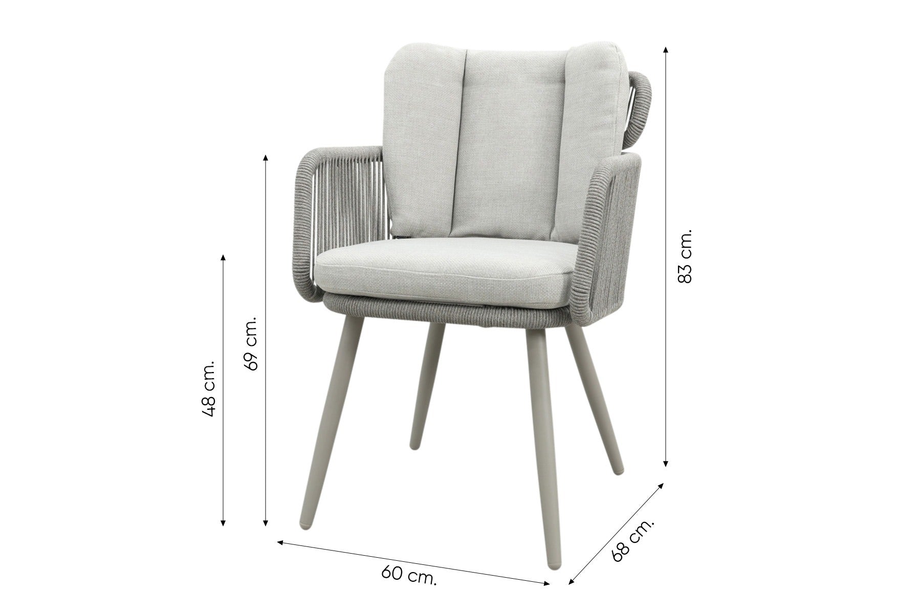 GI Linares|Edison ronde rope dining tuinset Ã122 cm. - Taupe