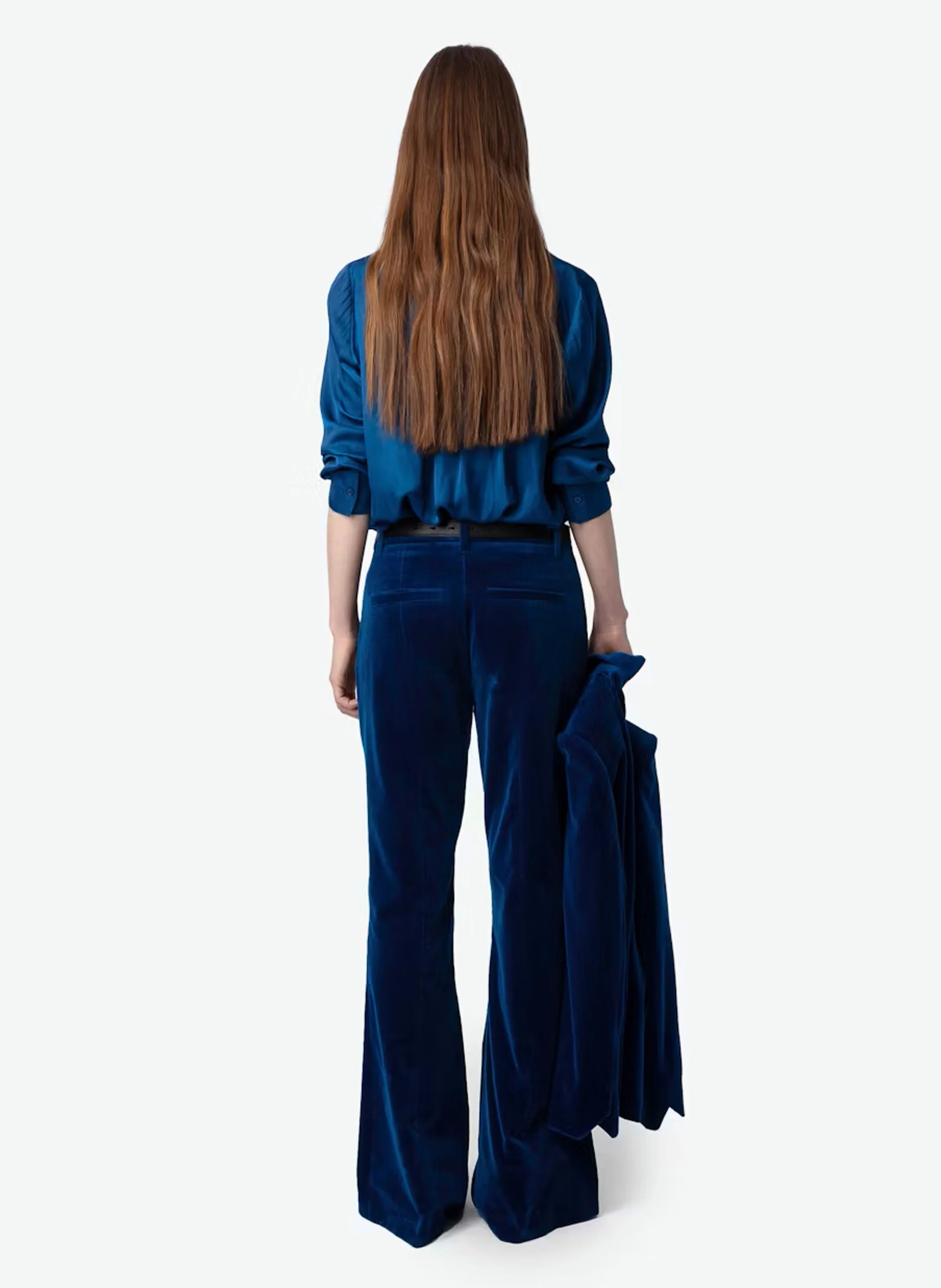 PREVY - Pantalon velours en coton | Bleu