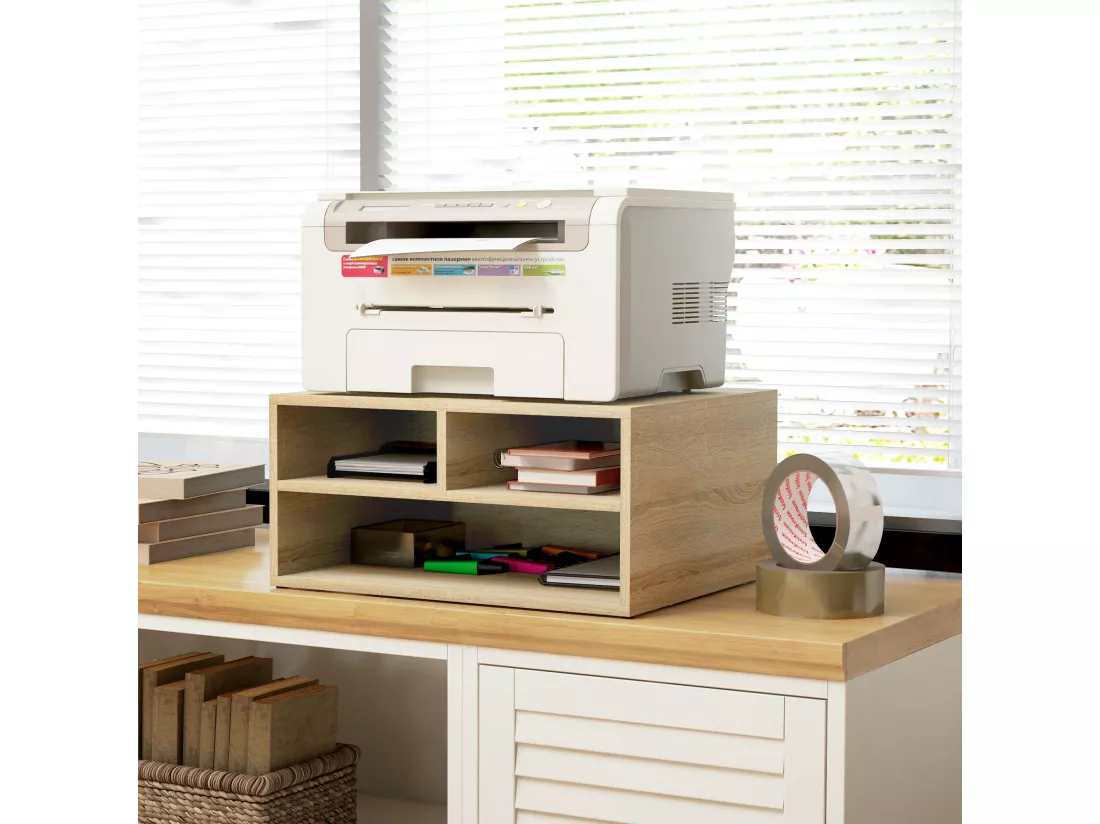 Organiseur de bureau 3 compartiments panneaux aspect chêne clair