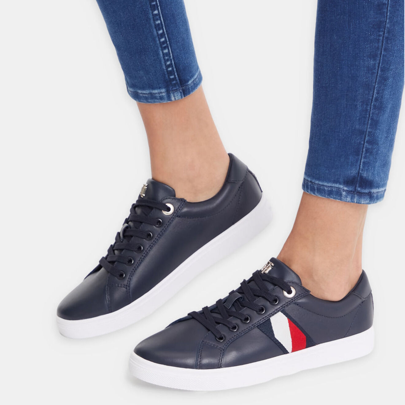 Tommy Hilfiger Baskets en Cuir Corporate Cupsole bleu marine