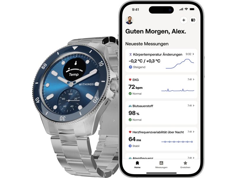Withings Scanwatch Nova Blau Gesundheitsuhr